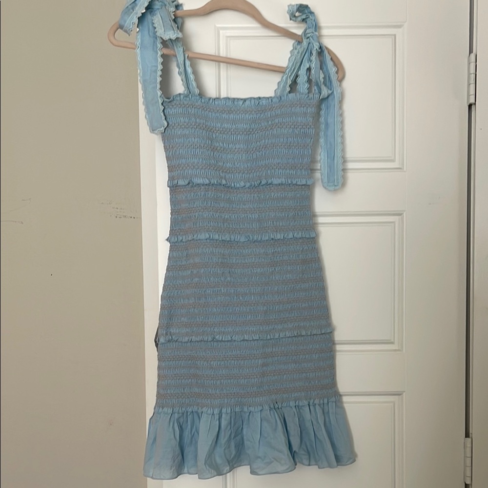 Chelsea & Violet Light Blue Smocked Dress
